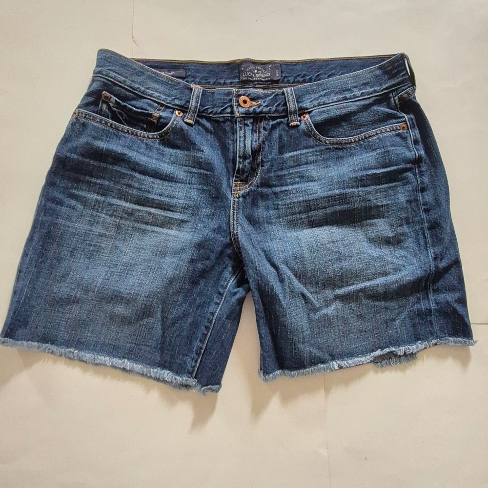 Lucky Brand Laguna Short Dark Wash Frayed Hem Denim Jean Shorts Size 8/29